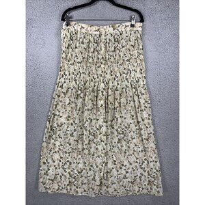Compagnie Internationale Express Skirt Womens Large Beige Floral Maxi Sheer L